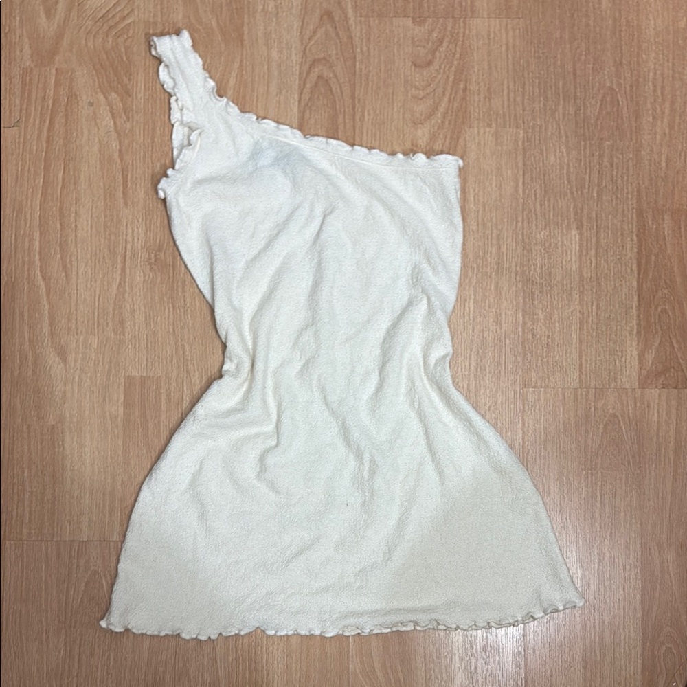 Vintage One-Shoulder Cotton Mini Dress